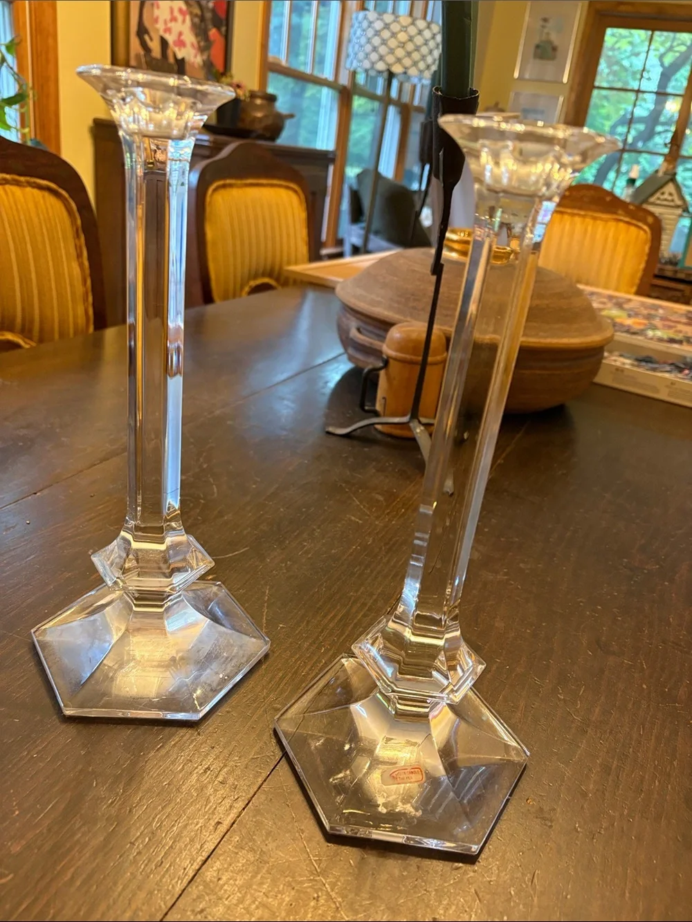 Crystal Clear Glass Candlestick Pair - Clear